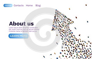 People up arrow, group network web site, banner teamwork. Vector