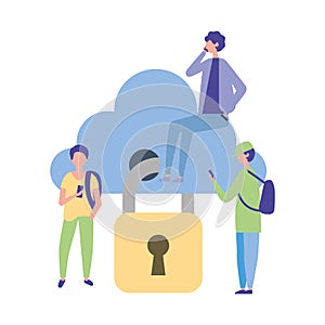 People using cellphone cloud computing security