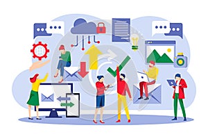 People using cloud system wireless technology