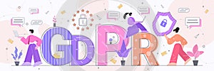 people using digital gadgets and protecting business data GDPR General Data Protection Regulation concept