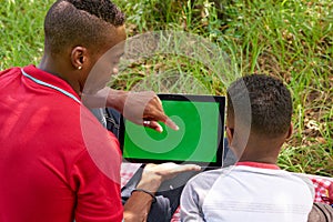 People Using Internet Email On Ipad Tablet With Green Screen