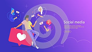 People using social media concept vector illustration