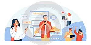 People using technology composition