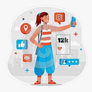 People using technology composition