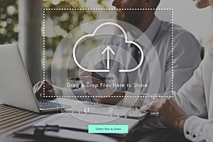People Using Technology Digital Device with Cloud Computing Icon