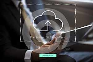 People Using Technology Digital Device with Cloud Computing Icon