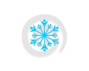 People vector icon, snow design round web blue button.