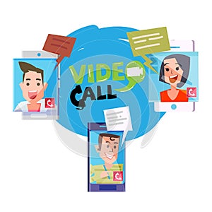 The people are videoconferencing in the different locations, vid