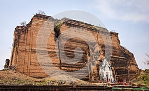 People visit Mingun Pahtodawgyi pagoda in Mandalay, Myanmar