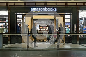 People visiting the Amazon Books store