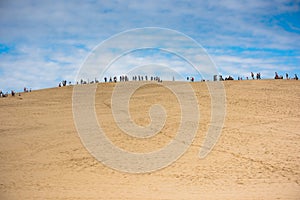 People visiting the highest sand dune in Europe Dune of Pyla