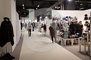 People visiting Mipap trade show in Milan, Italy