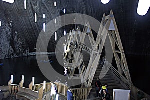 People visiting Turda Salt Mine, Salina Turda