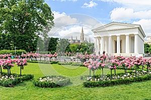 People visiting Volksgarten park and Theseus Temple , Vienna, Au