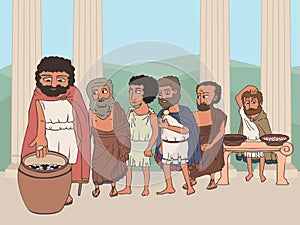 People voting in ancient greece polis cartoon