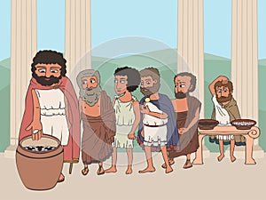 People voting in ancient greece polis cartoon photo