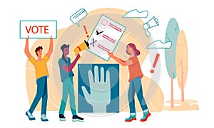 People voting - democracy and social political rights flat cartoon illustration