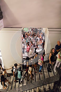 People waiting inside State Library of Victoria during White Night