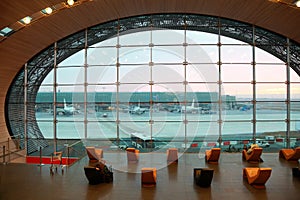 People in waiting room at Airport