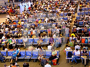 People waiting for trains