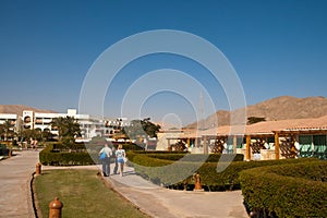 People walk through the hotel, Taba, Egypt