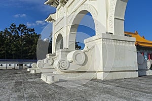 People walking through Arch of the Liberty Square at Chiang Kai-shek Memorial Hall