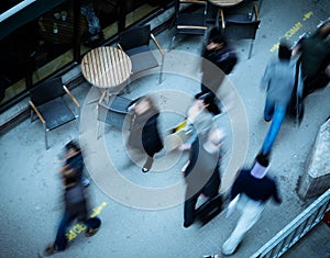 People walking in the city seen from above