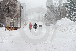 People walking down Mc Tavish street Montreal