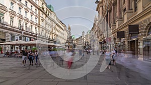 People is walking in Graben St. timelapse hyperlapse, old town main street of Vienna, Austria. photo