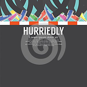 People Walking Hurriedly Footpath Background