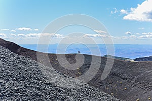 People walking on Mount Etna Vulcano Silvestri crater