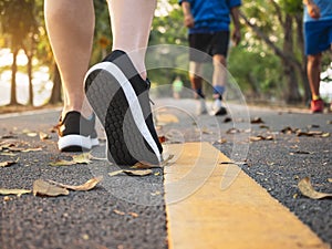 People walking Park outdoor Jogging Exercise Healthy lifestyle