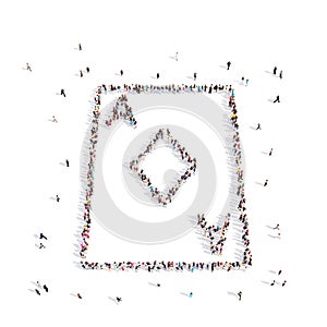 People walking in a playing cards . 3D rendering.