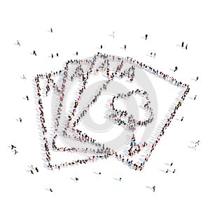 People walking in a playing cards . 3D rendering.