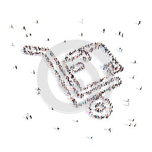 People walking in Postal parcel .3D illustration.