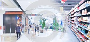 People walking in shopping malls and a supermarkets. Blurred image