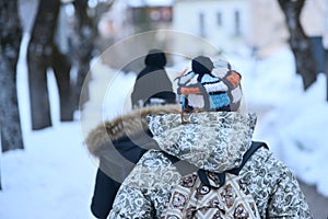 People walking in the snow