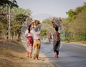 People walking on street in Bagan, Myanmar