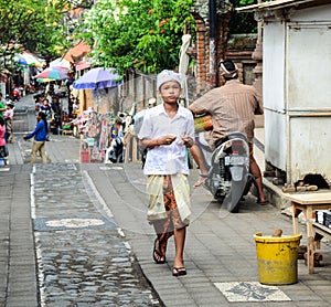 People walking on street in Bali, Indonesia