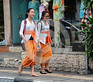 People walking on street in Bali, Indonesia