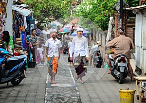 People walking on street in Bali, Indonesia