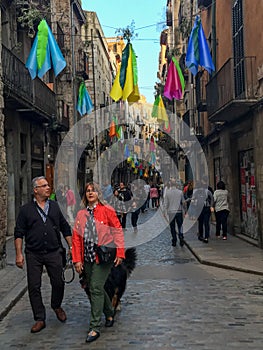 People walking on the street 16.05.2018 Girona, Spain