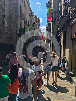 People walking on the street Girona, Spain