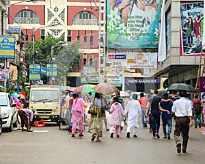 People walking on street in Kolkata, India