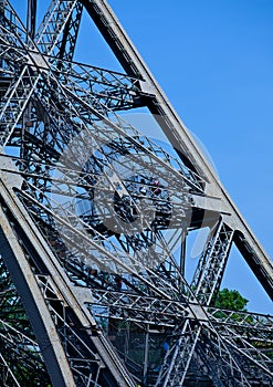 People walking up Eiffel Tower in Paris