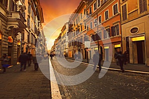 People walking on wall street with european building style in rome italy most popular traveling destination