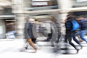 People walking, zoom effect