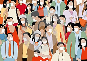 People wearing face mask illustration