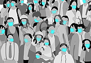 People wearing face mask illustration