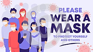 People wearing face mask in public to protect from virus